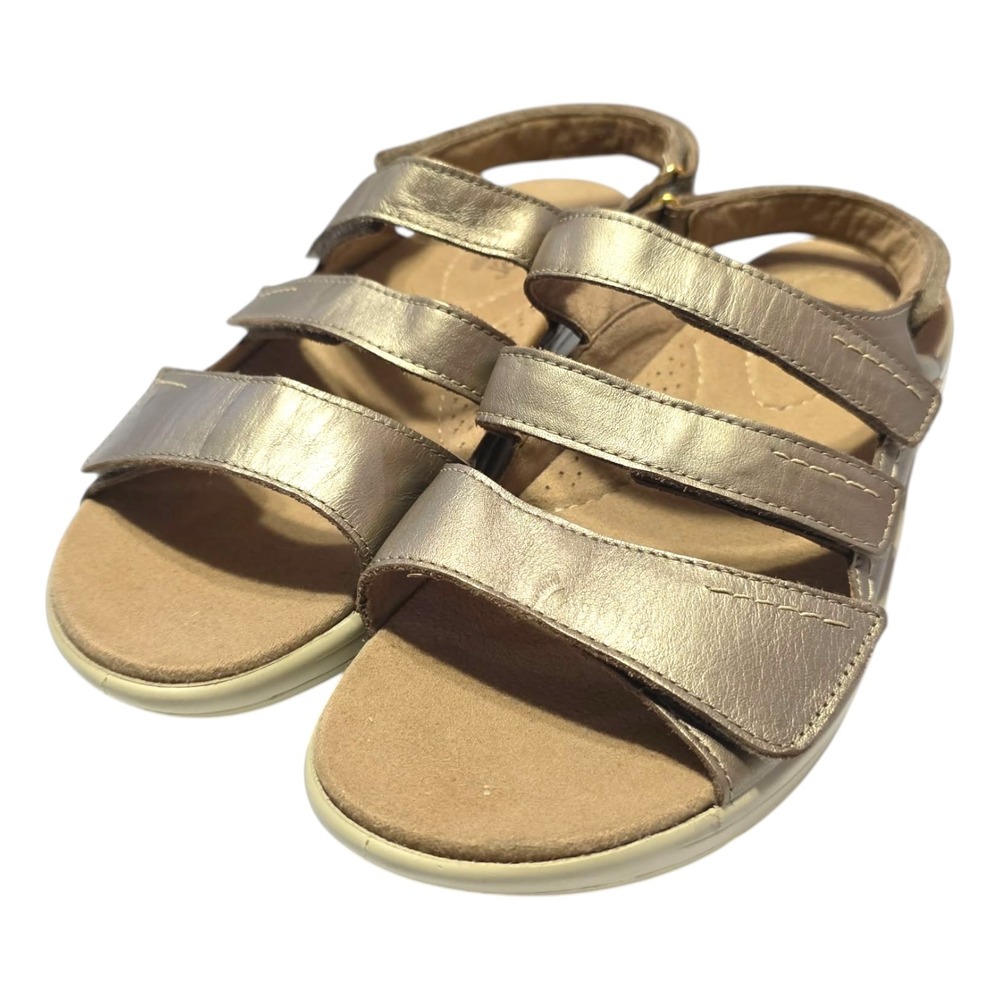 Hotter Abigail EXF Gold Leather Comfort Sandals Womens 9.5 USA 41.5 EU
